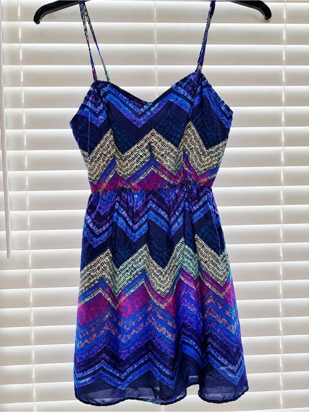 American Eagle Outfitters Blue and Purple Chevron Sundress